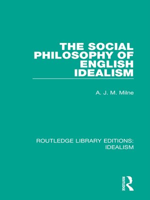 cover image of The Social Philosophy of English Idealism